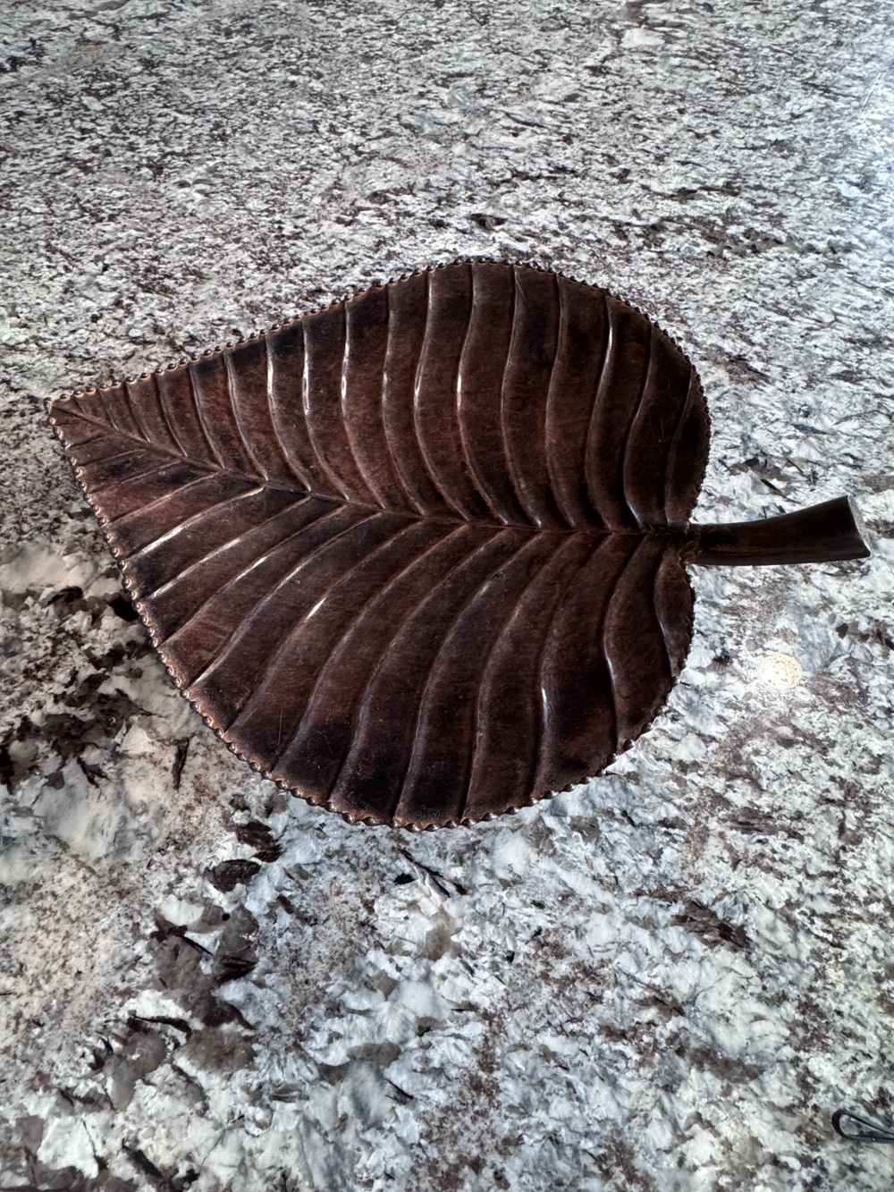 Gatco Dark Brown Leaf-Shaped Decorative Tray